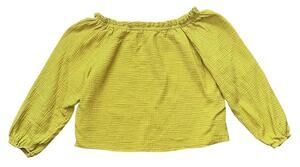 C&C California Crinkle Cotton Gauze Off-The-Shoulder Yellow Peasant Blouse XL